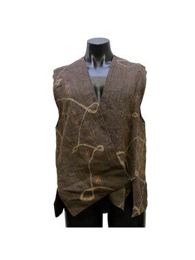 Asiatica Brown Open-Front Wrap Vest Size L
